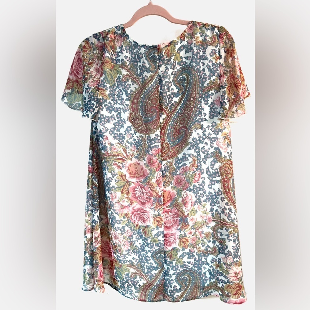 Show‎ Me Your Mumu Floral Paisley Babydoll Dress Flutter Sleeve Boho Festival XS - Picture 2 of 11